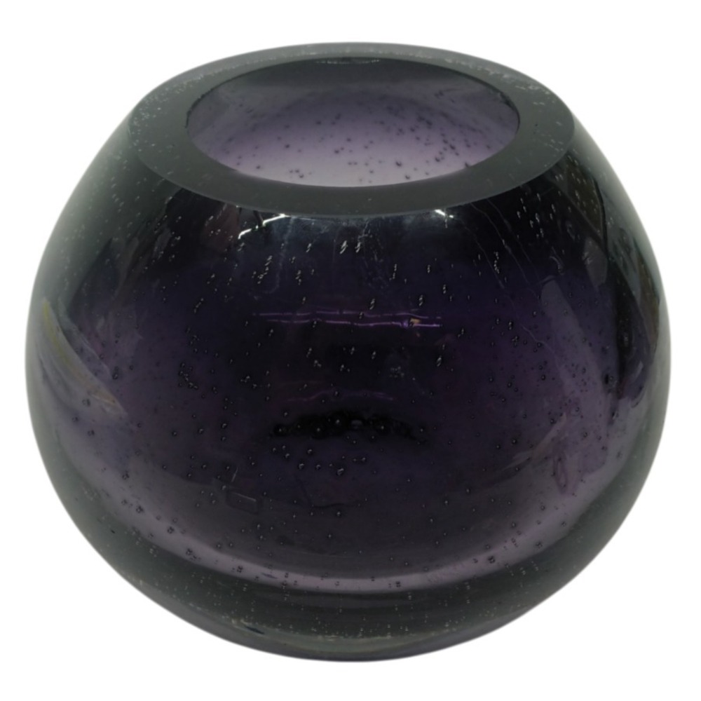 Krosno SA Amethyst‎ Purple 6LB Blown Controlled Bubble Glass 5.5" Vase, Poland